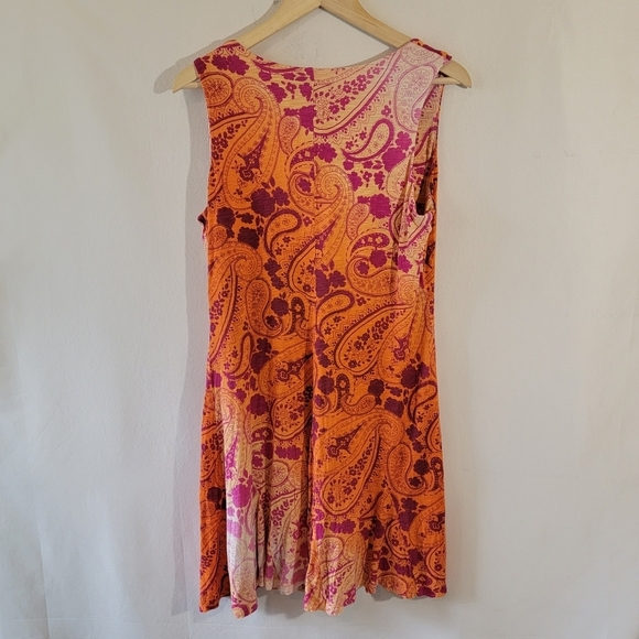 Tommy Bahama Orange Red Floral Paisley Beach Dress Sz L Sleeveless V-neck Casual - Picture 2 of 12